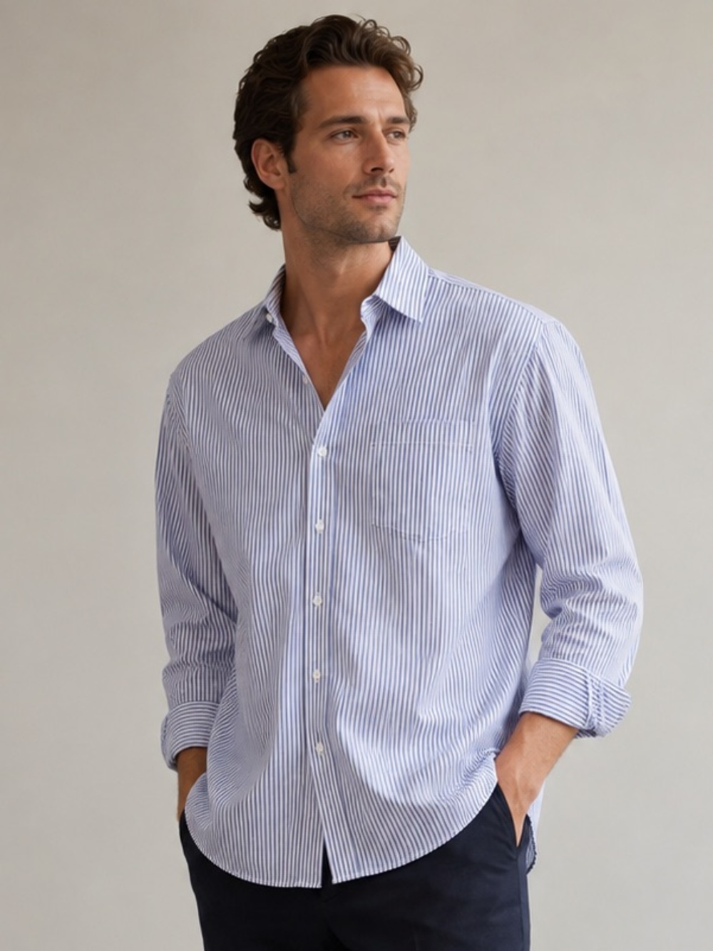Amazon Essentials Button Down Shirt Cotton Striped XL Mens Office Wear
